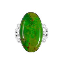 Load image into Gallery viewer, Green Turquoise Ring Sterling Silver 925 Genuine Gemstones Size 6 to 11 (Oval Classic, 11)
