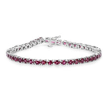 Load image into Gallery viewer, Huang and Co. 8.88 Carat Genuine Rhodolite Solid .925 Sterling Silver Tennis Bracelet
