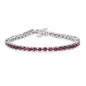 Huang and Co. 8.88 Carat Genuine Rhodolite Solid .925 Sterling Silver Tennis Bracelet