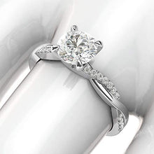 Load image into Gallery viewer, 14k White Gold 4-Prong Petite Twisted Vine Simulated 1.0 CT Diamond Engagement Ring Promise Bridal Ring (7)
