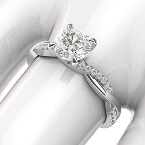 14k White Gold 4-Prong Petite Twisted Vine Simulated 1.0 CT Diamond Engagement Ring Promise Bridal Ring (7)