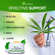 Load image into Gallery viewer, Organic Hemp Cream Large (4 oz) Value Size by ZenRenu - MSM Turmeric Arnica - Made in USA Premium Hemp Oil
