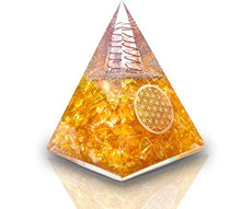 Load image into Gallery viewer, Orgone Pyramid | Citrine Orgonite Pyramid for Wisdom, Wealth &amp; Success | Healing Crystal Gemstone Pyramid | Orgone Pyramid Crystal - Handmade In India
