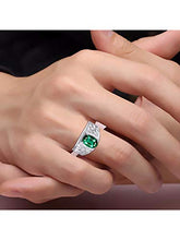 Load image into Gallery viewer, RYLOS Nugget Green Emerald &amp; Diamond Ring - May Birthstone
