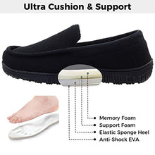 Load image into Gallery viewer, Mens Moccasin Slippers with Memory Foam Cozy House Slippers with Rubber Soles Non Slip House Shoes Indoor Outdoor Grey Size 11
