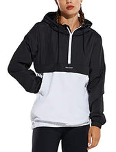 Load image into Gallery viewer, BALEAF Women&#39;s Half Zip Running Cycling Jacket Water-Resistant Lightweight Windbreaker Track Hoodie Drawstring Pockets White Zip L
