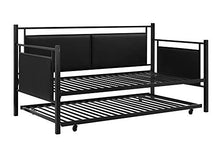 Load image into Gallery viewer, DHP Astoria Metal and Upholstered Daybed/Sofa Bed with Included Trundle, Twin Size Frame, Black

