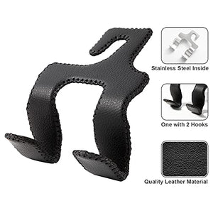 【2021 Upgraded】Car Purse Hook, 2 in 1 Car Seat Headrest Hooks Durable Hanger Storage Holder Leather Organizer for Hanging Grocery Bags, 1 Pack, Beige