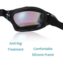 Load image into Gallery viewer, aegend No Leaking Swim Goggles, with 2 Pack Long Hair Swim Caps (Black + Blue)
