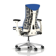 Load image into Gallery viewer, Herman Miller Embody Ergonomic Office Chair with White Frame/Titanium Base | Fully Adjustable Arms and Translucent Casters | Berry Blue Balance
