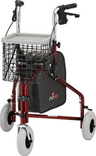 Load image into Gallery viewer, NOVA Traveler 3 Wheel Rollator Walker, All Terrain 8” Wheels, Includes Bag, Basket and Tray, Red
