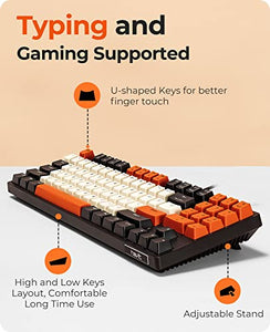 Havit Mechanical Keyboard, Wired Compact PC Keyboard with Number Pad Red Switch Mechanical Gaming Keyboard 89 Keys for Computer/Laptop (Black)