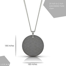 Load image into Gallery viewer, EMF Protection Necklace | LUXAR | Black Volcanic Lava &amp; Shungite Pendant | Metal Adjustable Chain &amp; Clasp | Energy Cleansing | EMF WiFi Shield Eliminator [Flower of Life]
