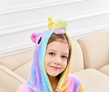 Load image into Gallery viewer, Doctor Unicorn Soft Unicorn Hooded Bathrobe Sleepwear - Unicorn Gifts for Girls (Rainbow, 6 Years)

