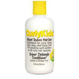 CurlyKids Mixed Hair HairCare Set Super Detangling Shampoo 8.0 Ounce, Conditioner 8.0 Ounce, Spray 6.0 Ounce, Curly Crème Conditioner 6.0 Ounce - 4-Pack