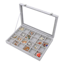 Load image into Gallery viewer, STYLIFING Clear Lid Velvet 24 Grid Jewelry Tray Transparent Jewelry Display Showcase Lockable Felt Jewelry Storage Organizer Charm Box Holder Gifts for Girls Women
