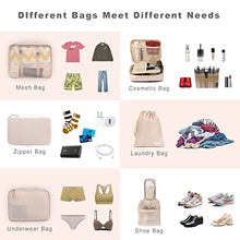 Load image into Gallery viewer, BAGAIL 8 Set Packing Cubes, Lightweight Travel Luggage Organizers with Shoe Bag, Toiletry Bag &amp; Laundry Bag (Cream)
