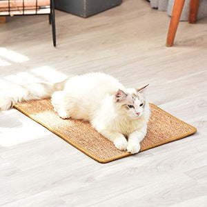 FUKUMARU Cat Scratcher Mat, 23.6 X 15.7 Inch Natural Sisal Cat Scratch Mats, Horizontal Cat Floor Scratching Pad Rug, Protect Carpets and Sofas