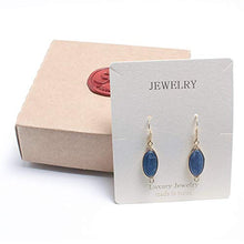 Load image into Gallery viewer, Natural Stone Wire Wrap Dangle Drop Earrings Gold Plated 925 Sterling Silver Hook/Kyanite
