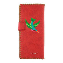 Load image into Gallery viewer, LAVISHY Embroidered Love Hummingbirds &amp; Flower Vegan/Faux Leather Large Flat Wallet (Red)
