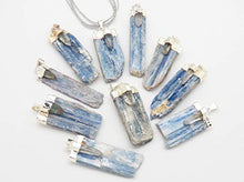 Load image into Gallery viewer, Fundamental Rockhound: Blue Kyanite Blade with Crystal Quartz Accent Necklace Pendant on 18" 5 strand cord
