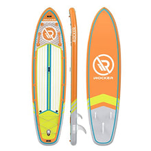 Load image into Gallery viewer, iROCKER All-Around Inflatable Stand Up Paddle Board, Extremely Stable 11' Long x 32" Wide x 6" Thick Premium SUP with Roller Bag, Carbon Paddle, Pump, Leash, Fins &amp; Repair Kit, Orange
