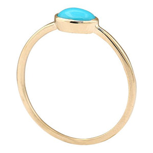 1 Carat Natural Blue Turquoise 14K Yellow Gold Solitaire Promise Ring for Women Exclusively Handcrafted in USA