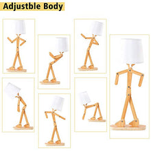 Load image into Gallery viewer, 25inch LED Wooden Table Lamp for Living Room Bedroom and Study Desk, Humor Changeable Shape Desk Lamp,Beside Table Lamp with DIY Lampshade and White Light
