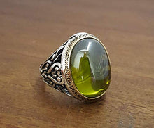Load image into Gallery viewer, Beautiful Handcrafted 925K Sterling Silver Mens Ring With Cz Peridot Stone RP1252
