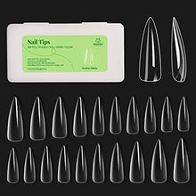 Load image into Gallery viewer, Beetles Gel Nail Tips Kit 500Pcs Clear Full Cover Medium Stiletto Pre-shaped False Nails for Gel Polish, Soak Off Easy Nail Extensions Acrylic Nails False Press on Nail Tips
