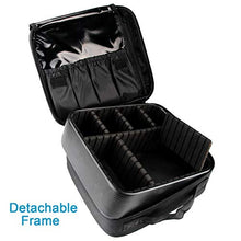 Load image into Gallery viewer, Relavel Travel Makeup Train Case Makeup Cosmetic Case Organizer Portable Artist Storage Bag with Adjustable Dividers for Cosmetics Makeup Brushes Toiletry Jewelry Digital Accessories Black
