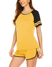 Load image into Gallery viewer, Ekouaer Pj Sets Short Women Cute Pj Set Short Sleeve Pajama Set Yellow XXL

