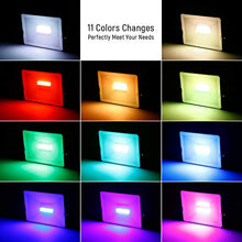 Load image into Gallery viewer, Albrillo 30W RGB LED Flood Light, Color Changing Floodlight 100W Equivalent, 11 Colors 4 Modes, IP66 Waterproof, Dimmable and Timing, Outdoor for Halloween Party Landscape Stage Lighting, 2 Pack
