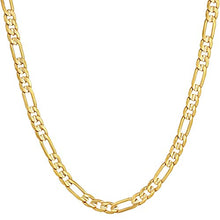 Load image into Gallery viewer, Lifetime Jewelry 4mm Figaro Chain Necklace 24k Gold Plated for Men Women &amp; Teen (Gold, 20)
