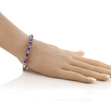 Load image into Gallery viewer, Gem Stone King 20.00 Ct Oval and Round Purple Color Cubic Zirconias CZ Women's Tennis Bracelet 7 Inch
