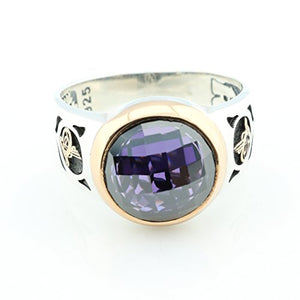 KAR 925K Stamped Sterling Silver Amethyst Zircon Men's Ring K41F (9)