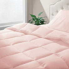 Load image into Gallery viewer, mDesign Twin All-Season Down Alternative Comforter - Quilted Duvet Insert or Stand-Alone Comforter - Plush Hypoallergenic Microfiber Fill, Box Stitched - Machine Washable - Light Pink
