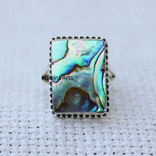 Load image into Gallery viewer, 925 Sterling Silver Ring For Men &amp; Women, Natural Abalone Shell Ring Gemstone Unique Handcrafted Ring
