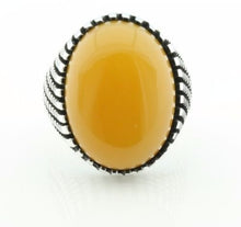 Load image into Gallery viewer, KAR 925K Stamped Solid Sterling Silver Yemeni Agate (Aqeeq) Men&#39;s Ring P3A (12.5)
