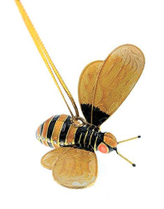 Kubla Crafts Cloisonne Articulated Enamel Bumblebee Christmas Ornament, Accented with Austrian Crystals, 2.75 Inches Wide