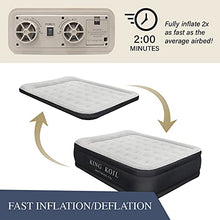 Load image into Gallery viewer, King Koil Luxury Queen Air Mattress, Built-in High Speed Pump, Top and Side Flocking Bed Makes it Puncture Resistant, Best Durable Inflatable Queen Size Blow Up Mattress for Camping, Home, Travel
