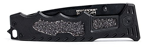 Load image into Gallery viewer, Humvee HMV-KTR-01 Recon 1 Folding Knife with Partially Serrated Stainless Steel Blade and Rear Glass Breaker, Black