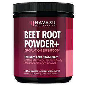 Organic Beet Root Powder for Workout Recovery & Athletic Endurance | with L-Arginine for Nitric Oxide Boost