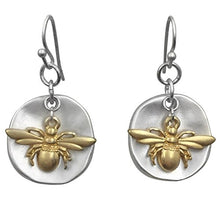 Load image into Gallery viewer, 2 Tone Animal Disk Boutique Style Dangle Earrings (Bumble Bee)
