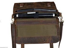 18 Inch Retro Buffalo Hunter Leather Laptop (Fits upto 17.6 Inch Laptop) Messenger Bag Office Briefcase College Bag (Distressed Tan)