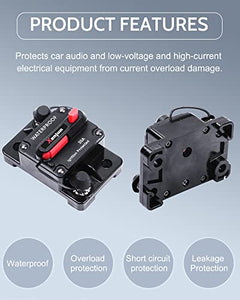 Xenjum 50 Amp Circuit Breaker Kit, Professional Amp Breaker with Fuse Manual Reset Switch for RV Marine Boat Truck Yacht Battery Trailer Audio System Protection Modification,12-48V DC, Waterproof