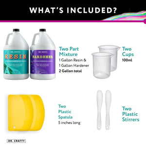 DR CRAFTY Clear Epoxy Resin - Deep Pour Epoxy Casting Resin Kit - Clear Epoxy Resin for Resin Molds, Table Top, Art Resin, Craft, Jewelry Casting, DIY, Tumblers & Wood - 2 Gallon, 2 Part Resin Kit
