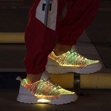 Load image into Gallery viewer, Hotdingding Fiber Optic LED Shoes Light Up Shoes for Women Men USB Charging Flashing Luminous Trainers for Festivals Christmas Party White
