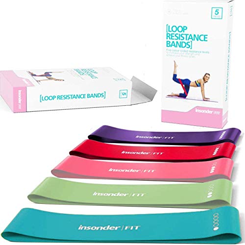 Insonder Resistance Bands Set - Latex Exercise Loop Bands for Workout and Stretching for Legs Butt Glutes Yoga Crossfit Fitness Physical Therapy Mini Home Equipment Training for Women Men