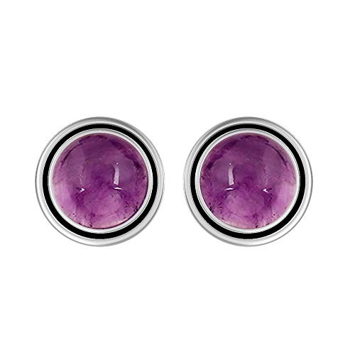 Genuine 8mm Round Shape Amethyst Stud Earrings 925 Silver Plated Handmade Stud Earrings Jewelry For Women